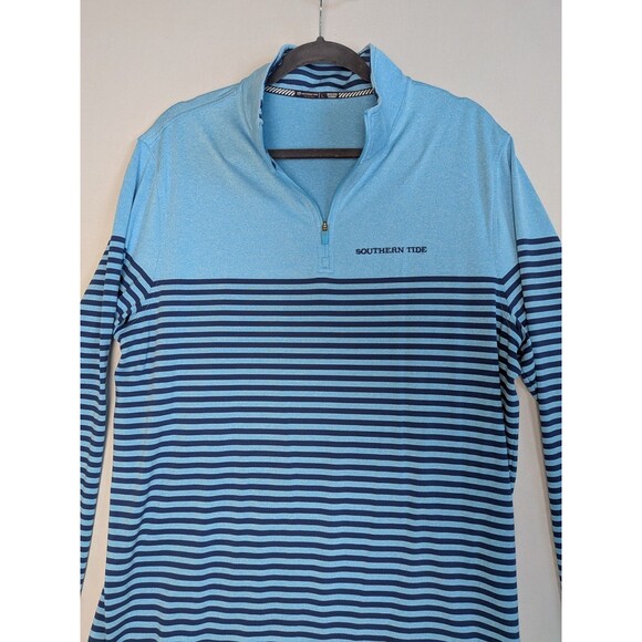 Southern Tide To Trail Shirt Men Large 1/4 Zip Striped Performance Lightweight - Picture 4 of 12
